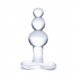 Прозрачная анальная пробка-елочка с 3 шариками Butt Plug with Tapere Base - 11 см.